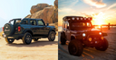 Ford Bronco and Jeep Wrangler side by side outdoors showcasing open-air off-road capability for hardtop removal season.