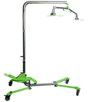TopLift Pros Venture Pro™ Jeep hardtop removal lift with Push-Pedal System™, green steel frame, adjustable arms, and 360° castor wheels for solo hardtop removal. 
