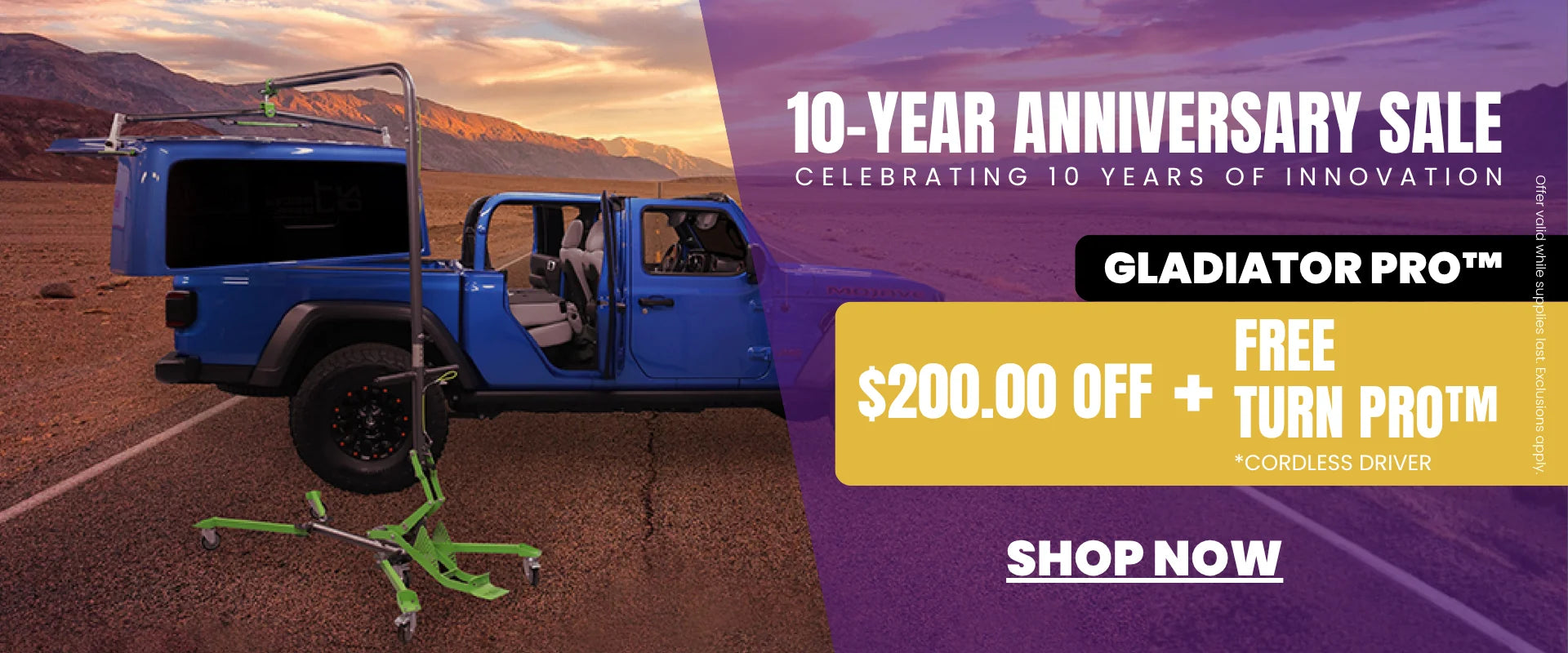 10-Year Anniversary Sale | $200 Off Venture Pro and Gladiator Pro + Free Turn Pro