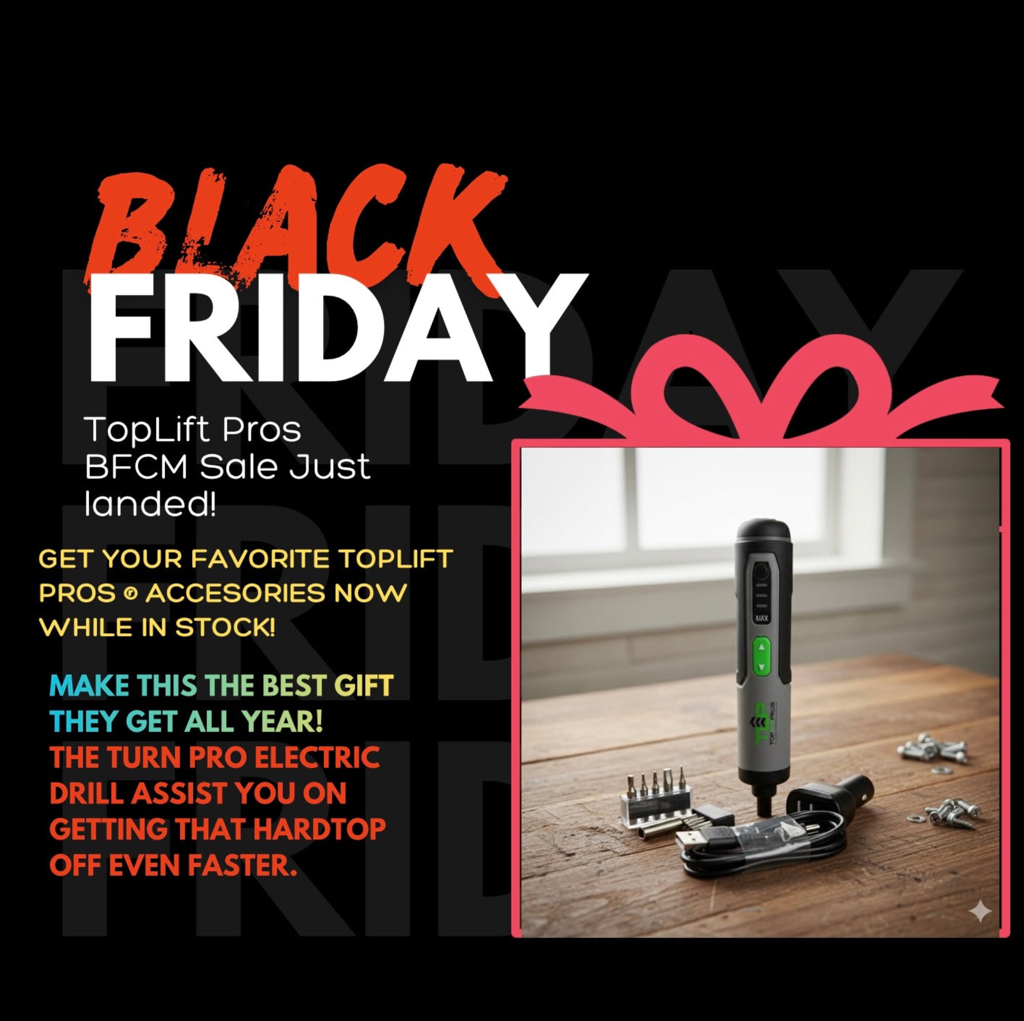 TopLift Pros Turn Pro™ Cordless Driver Re-chargeable Tool with Bits and Station for Hard Top Bolts