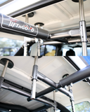 TopLift Pros LIFTnGO hardtop removal and storage tool for Jeep Wrangler and Ford Bronco, shown in a clear product photo.