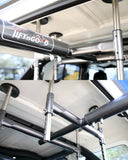 TopLift Pros LIFTnGO hardtop removal and storage tool for Jeep Wrangler and Ford Bronco, shown in a clear product photo.